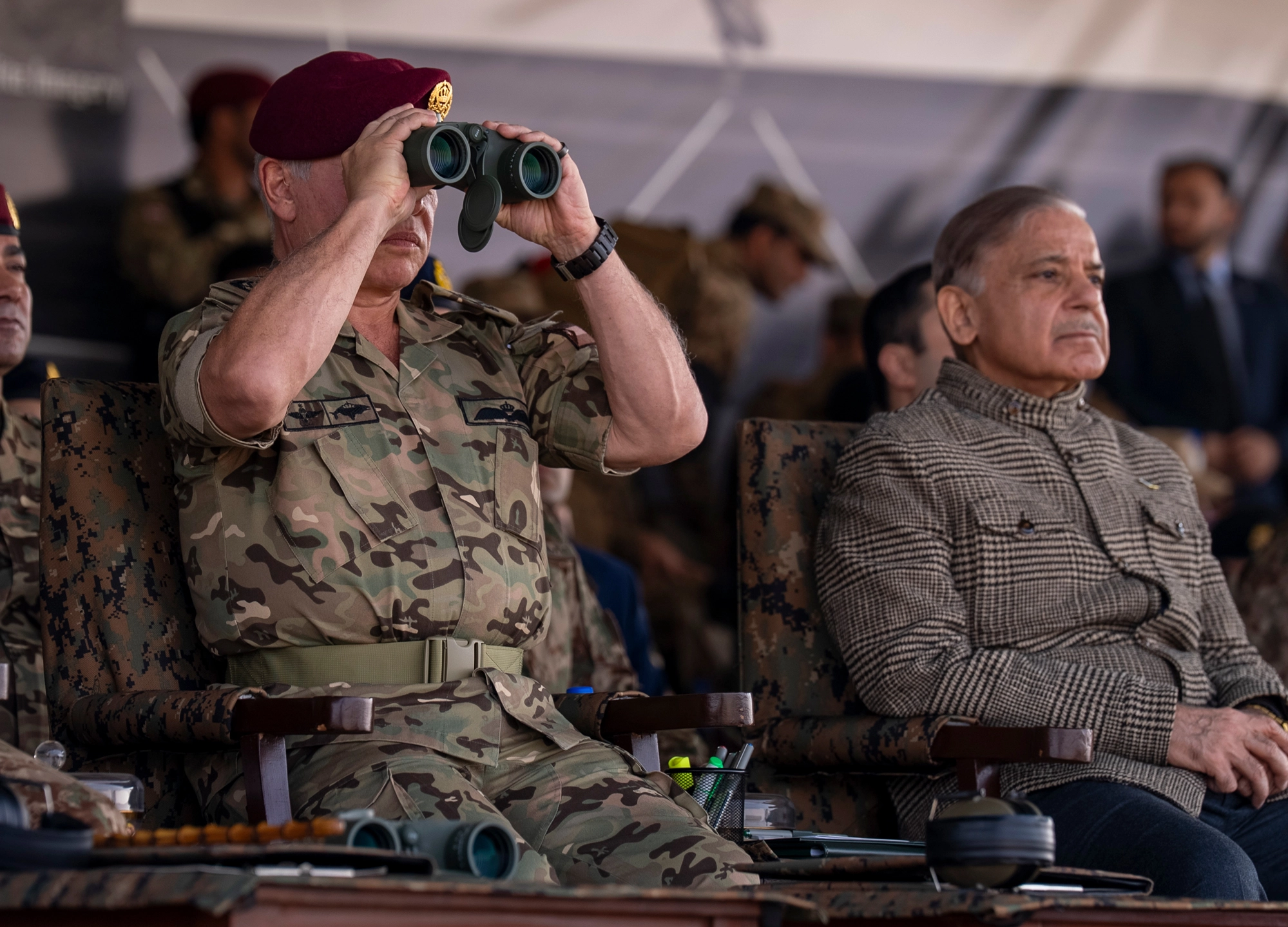 King visits defence technology company, attends military exercise in Islamabad
