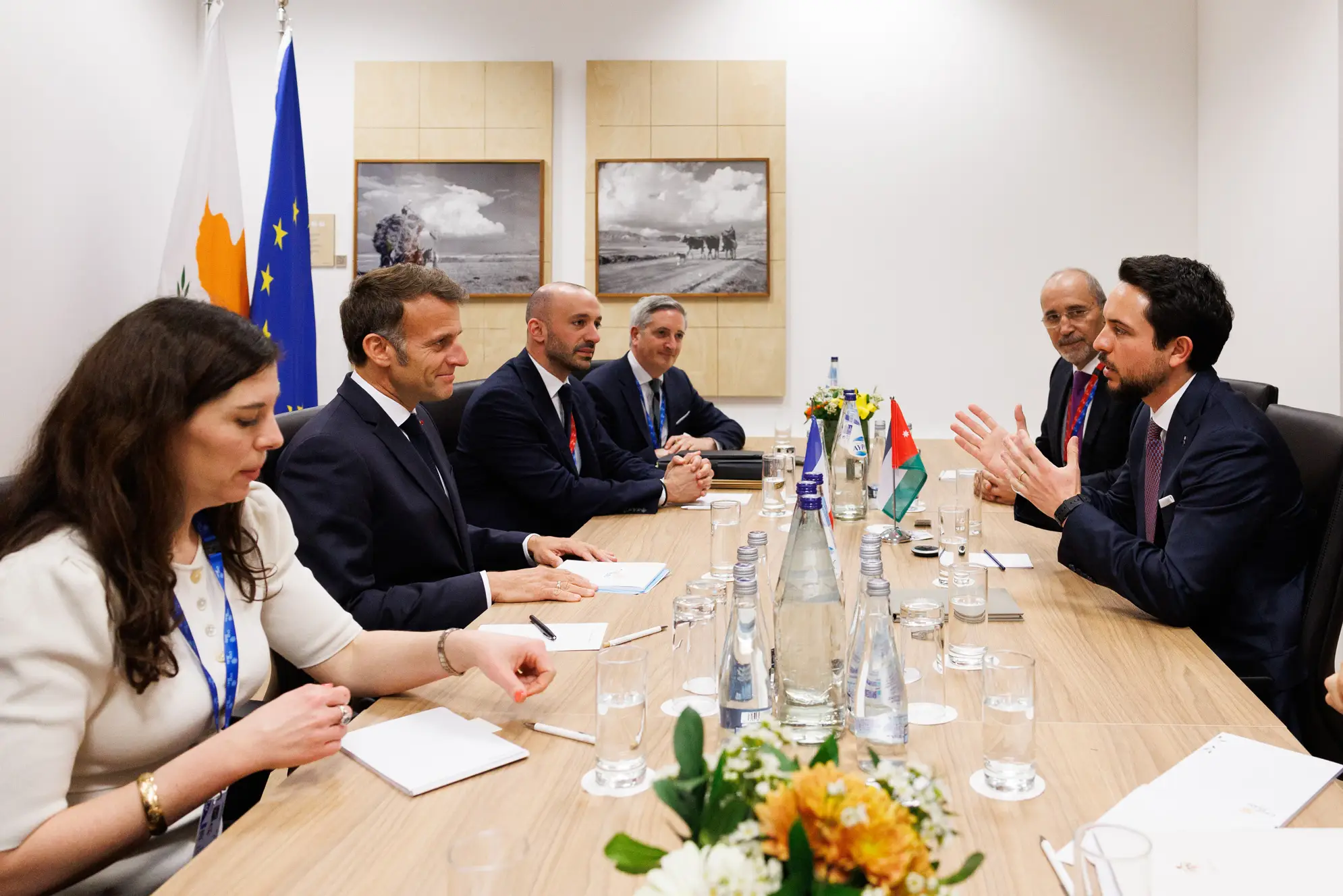 Crown Prince meets France president on margins of EU meeting in Cyprus